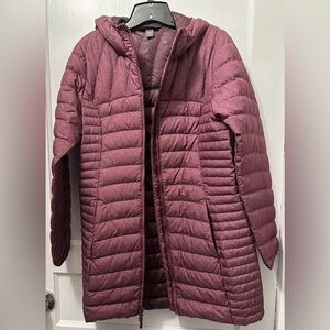 Eddie Bauer Down Puffer Hood Parka Jacket Womens M in Burgundy